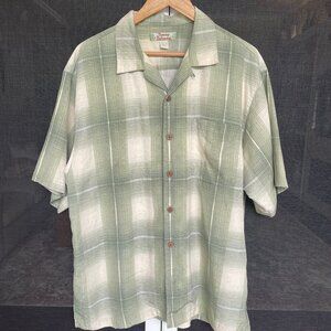 Tommy Bahama Green Plaid Casual Button Down Shirt